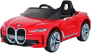 BMW Kids Ride on Car, I4 Remote Control 12V Battery Horn Headlight Built-in Music 30kg Capacity Safety Electric Cars for Toddlers Baby Walkers Little Tikes Kid Toy Red