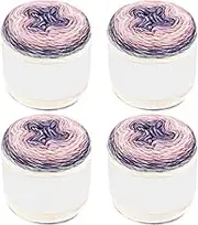 4Pack Ombre Yarn for Crocheting-Gradient Cake Yarn, DIY Flexible Soft Cotton Gradient Yarns, Crochet Yarns for Making Blanket Scarf Shawl Sweater (Light Purple)