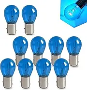 Fluher 10 PCS Car Halogen Brake Bulb, 12V 21/5W BAY15D Lamp Holder Double Tail High Low Foot Parking Light, 360 Degree Modification Replacement Accessories, Compatible With Most Car Models (Blue)