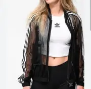 Adidas Originals Black Mesh Track Top Size Sm. DX3694 Full Zip