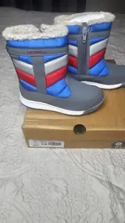 NWB MERRELL ALPINE PUFFER Kids Boys Waterproof Navy/Red Boot 12 Big Kid Youth