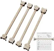 FINGERINSPIRE 4 Set Wood Knitting Chart Holder Sheep & Bear & Lady Pattern Crochet Knitting Chart Holder Bisque Knitting Chart Keeper with Ruler Wooden Knitting Tool for Measuring Crochet Accessories