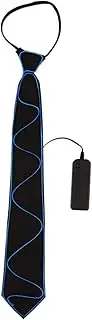 [Amosfun] 1pc Glow Tie LED Neon Lights LED Decor Shiny Tie Party Funny Tie Plastic Blue Halloween Decoration Costume Accessory Necktie Adjustable Accessories LED Neon Light Tie