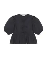 Ganni Poplin Peplum Tie Blouse EU38,EU36,EU42,EU40,EU34,EU44,EU32 black