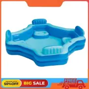Bluescape Blue Deluxe Comfort Inflatable Family Swimming Pool, 4 Seats, Square