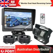 Dual Head 4Pin 2x IR Reversing Cameras 7" Monitor 2x 20m 12-24v Truck Trailer Rv