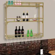 Wall-Mounted Wine Rack Metal Bottle Glass Holder 3-Tier Bar Wine Display Shelf