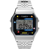 在飛比找PChome24h購物優惠-【TIMEX】天美時 Pac-Man 小精靈電子錶 (銀 T