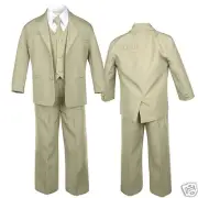 5pcs Baby Toddlers Teens Boys Khaki Formal Tuxedo Vest Suit S-20