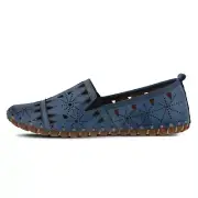 SPRING STEP FUSARO FLEXIBAL BLUE LEATHER LIGHTWEIGHT LOAFER US 10, EU 41