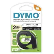 DYMO Labeling Tape for LetraTag Label Makers, Black Print on White, 1/2" x 13'