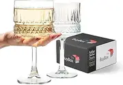 TMET Extra Large Glass Goblet, Vintage Coupe Glasses, Big Square Wine Glasses. Cocktail, Champagne, Margarita, Beer Glasses. Long Stem Glassware (16.9oz/500ml) (2)