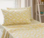 Jelly Bean Kids Clouds Single Bed Sheet Set Bedding Cover w/ Pillowcase Yellow