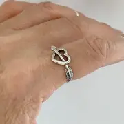 Sterling Silver Heart With Arrow Ring, Silver Rings, Heart Ring, Bow Ring