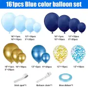 161Pcs Blue Balloon Arch Kit Reusable Light Blue and Metallic Gold Balloon SE