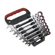 Sealey Flexi-Head Ratchet Combination Spanner Set 7pc Metric Platinum Series AK6