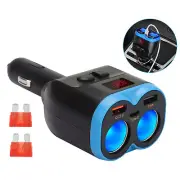 Dual USB Car LCD Cigarette Lighter Socket 12V / 24V Charger Power Adapter