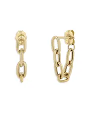 Zoe Chicco 14K Yellow Gold Heavy Metal Oval Link Chain Drop Front to Back Earrings