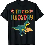 [X.Style] Taco Twosday Toddler Dinosaur 2nd Birthday Cinco De Mayo ds1375 T-Shirt (S) Black