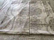 Envogue Pair Curtain Panels Back Tab Beige Tan Damash Medallion Scroll 41x84”