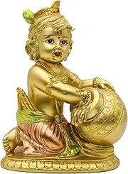 Hindu Lord Baby Krishna Statue – Indian Idol Krishna Figurines for Home Mandir Temple Pooja - India Murti Buddha Sculpture Religious Gifts Items