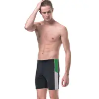 在飛比找momo購物網優惠-【沙兒斯】長條綠灰邊飾五分男泳褲(大尺碼)