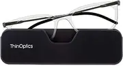ThinOptics Connect Reading Glasses with Magnetic Case - Ultra-Thin Lightweight Eyeglasses Readers - Men Women (Clear, 3, multiplier_x)