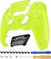 eXtremeRate Luna Redesigned Front Shell Touchpad Compatible with ps5 Controller BDM-010 020 030 040 050, Clear Lime Green Replacement Faceplate Case Touch Pad Cover Compatible with ps5 Controller