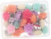 COMNESTBI 30Pcs Cute Flower Shaped Thumbtacks Replaceable Pushpins for Cork Board Elegant Decorative Tacks Colors for Home Decor and Craft Projects