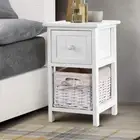 Drawer with Basket Bedside Tables - Rustic White X2