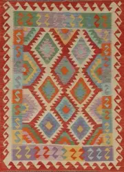 Tribal Kilim Southwestern Oriental Area Rug Flat weave Reversible Carpet 5x7
