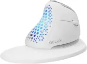 Delux Seeker Wireless Ergonomic Vertical Mouse with OLED Screen, M618SXD-White
