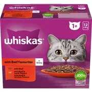 Whiskas Adult Beef in Gravy Variety Pack Pouched Wet Cat Food 12x85gm