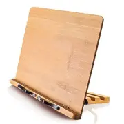Bamboo Book Stand Cookbook Holder with 5 Adjustable Height 13.2 x 9.2 inches