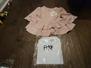 Size 6 Girls Little Sleepies Mauve Blush Ribbed Tiered Peplum Top Pink New W Tag