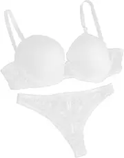 [SHERCHPRY] 75b Bra and Panties Set 's White Push up Bra Comfortable Straps Odourless Material