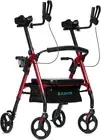ELENKER Heavy Duty Upright Rollator Walker with Extra Wide Padded Seat and Backr