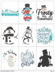 WINTER SNOWMEN QUOTES EMBROIDERY MACHINE DESIGNS COLLECTION PES USB