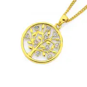 9ct Diamond Heart Tree Of Life Circle Pendant