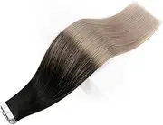 Hair Extension Tape in Human Hair Extensions Balayage Blonde Color Omber Human Hair Skin Weft Glue on Seamless Machine remy by HUANGYUZHENZHI (Color : 1b 18, Items per Package : 20 pcs)