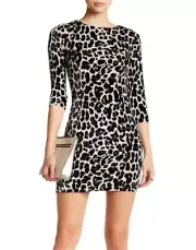 Nicole Miller Studio 158636 Women's Animal Print Velvet Dress Black/Ivory Sz. 10