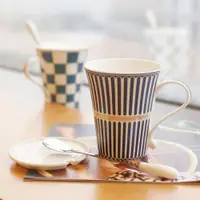 在飛比找ETMall東森購物網優惠-創意陶瓷杯子帶蓋勺歐式咖啡杯牛奶早餐茶杯馬克杯情侶家用喝水杯