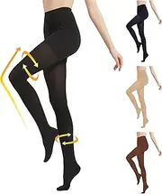 MGANG Compression Pantyhose, Closed-toe, Waist High Compression Stockings Opaque, Firm Support 15-20mmHg Pantyhose