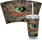 Rico Industries Wildlife Camo 16oz Clear Tumbler W/Straw - Team Colored Travel Tumbler for - Keeps Drinks Cold or Hot