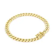 10K Yellow Gold Solid Mens 7mm Miami Cuban Link Chain Bracelet Box Clasp 8"