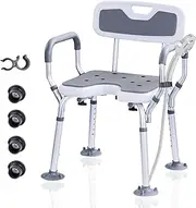 Shower Chair for Inside Shower,Cut Out Shower Bench Wide Handicap Shower Bench for Elderly and Disabled,Bath Seat Stool with Arms and Back,Heavy Duty 330lbs Bathroom Chair for Seniors for Shower Stall