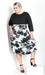 Navabi By City Chic Ladies Marble Print Dress sizes 14 22 24 26 Colour Marble