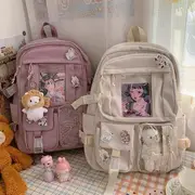 Buckled PVC Panel Lightweight Backpack Beige - One Size