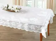 Silent Night 60 x 84 Rectangular White Lace Tablecloth Nativity Christmas