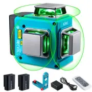 KEZERS Laser Level 360 Self Leveling,12 Lines 3 x 360 Green Laser Level Line ...